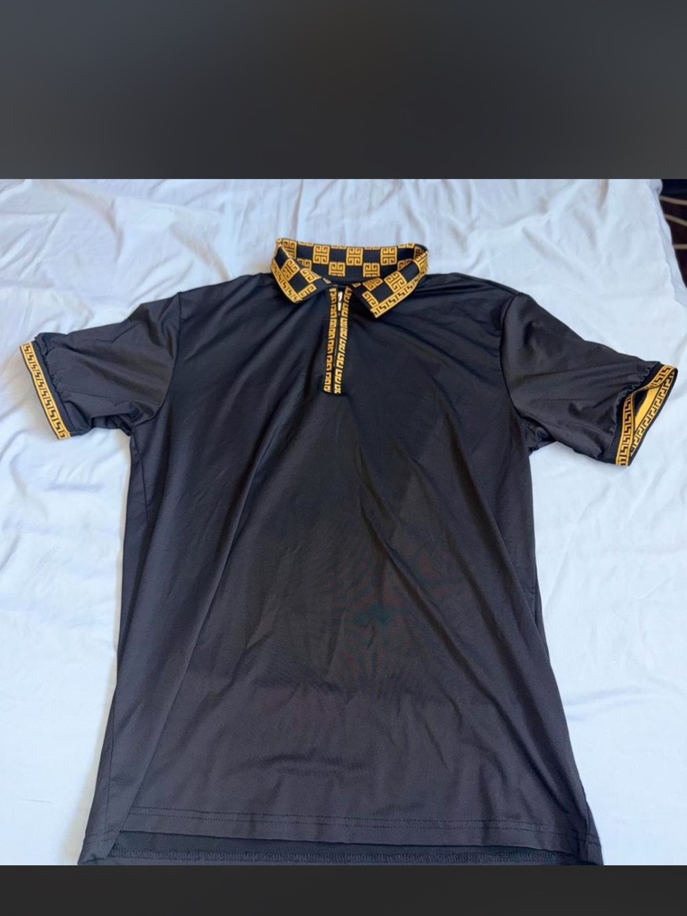 Men's Black Polo with Gold Accent Trim